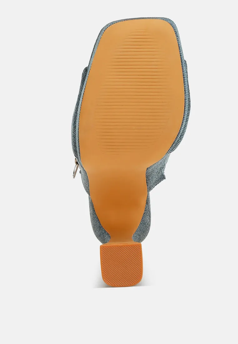 Denim Pouch Detail Sandals by RUW