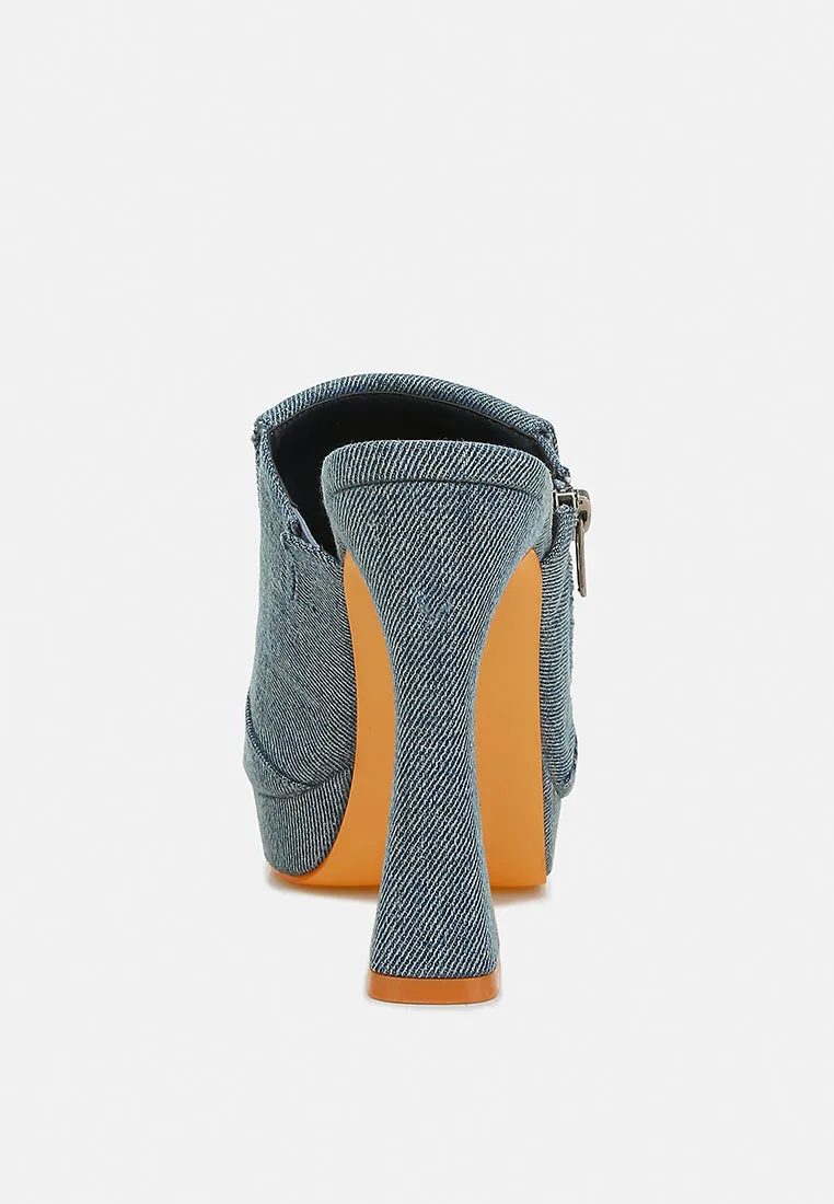 Denim Pouch Detail Sandals by RUW