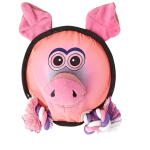 Dogline - 7" Round Pig - Squeak & Rope
