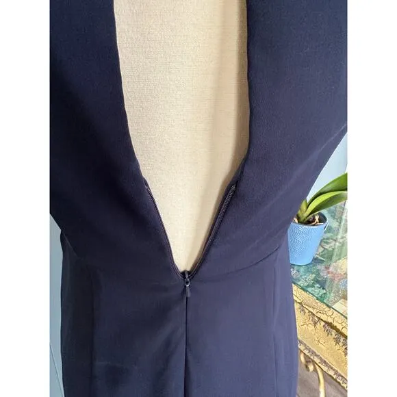 Dressy Collection Vivian Diamond Bridesmaid Navy Blue Long Dress Size 6RL