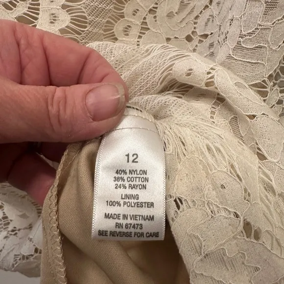Elegant CB Cream lined Lace Dress