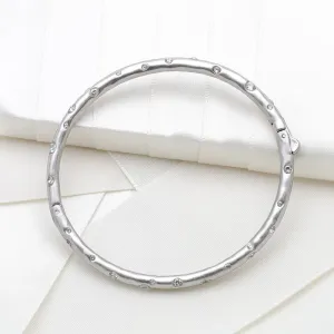 Elegant Edge Stone Bangle, Clear/Silver