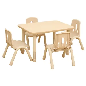 Elegant Height Adjustable Rectangular Table (80x60cm) & 4 Chairs