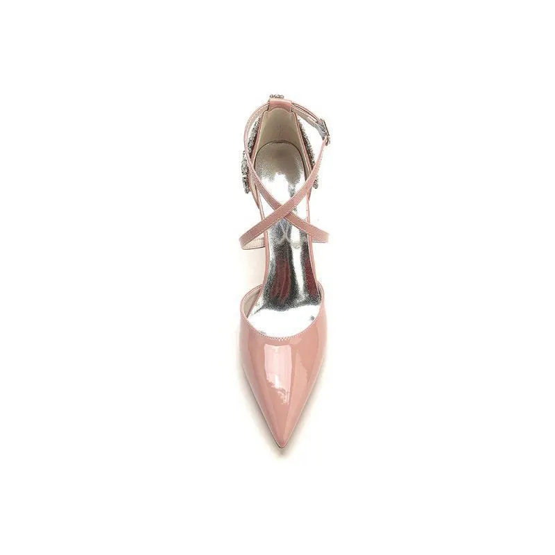 Elegant High Heels with Crossover Straps and Transparent Heel