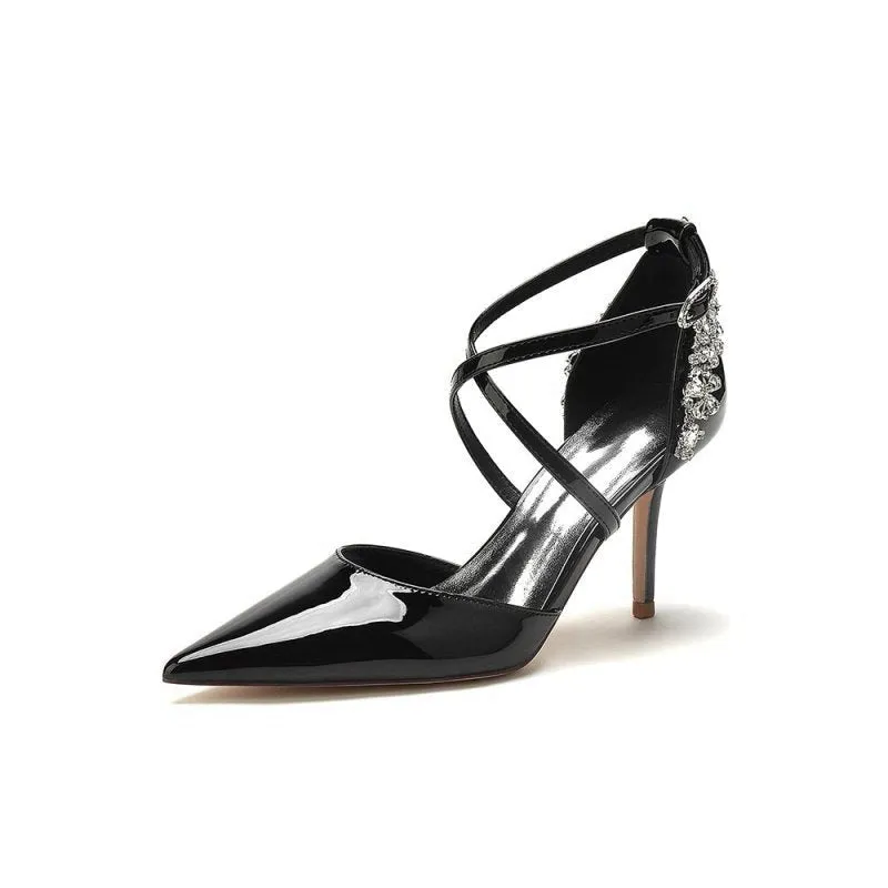 Elegant High Heels with Crossover Straps and Transparent Heel