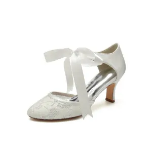 Elegant Lace High Heels with Bow Accent