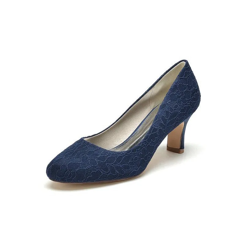 Elegant Lace High Heels with Wooden Heel