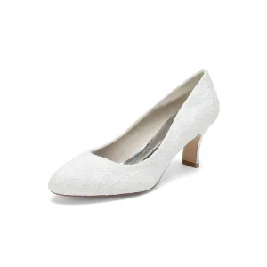 Elegant Lace High Heels with Wooden Heel