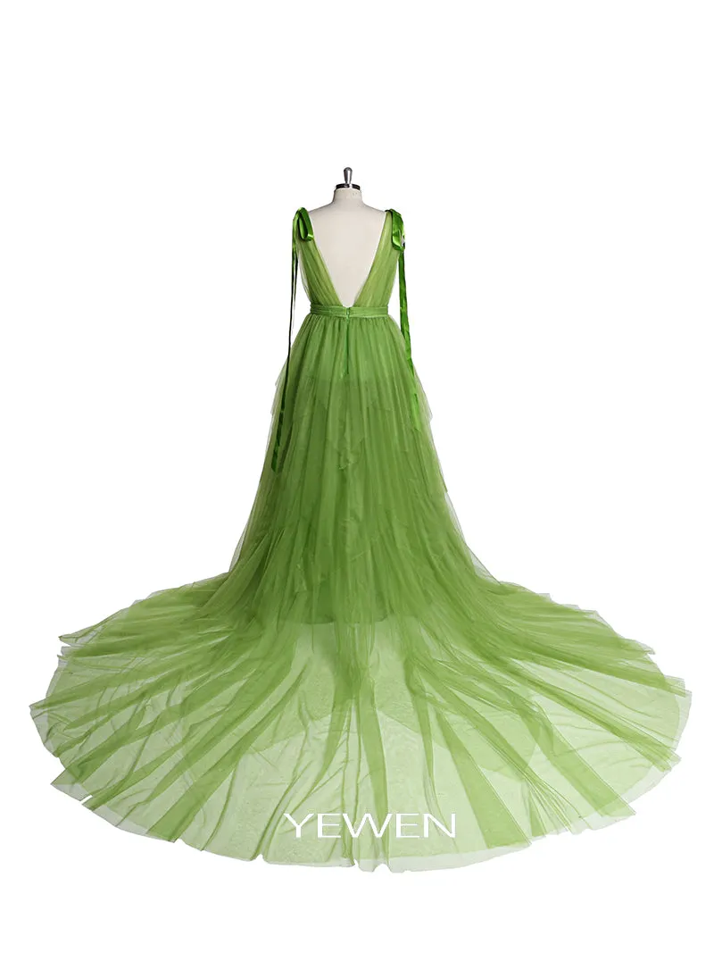 Elegant Plunging Neck Sexy Tulle Photo Shoot Dress