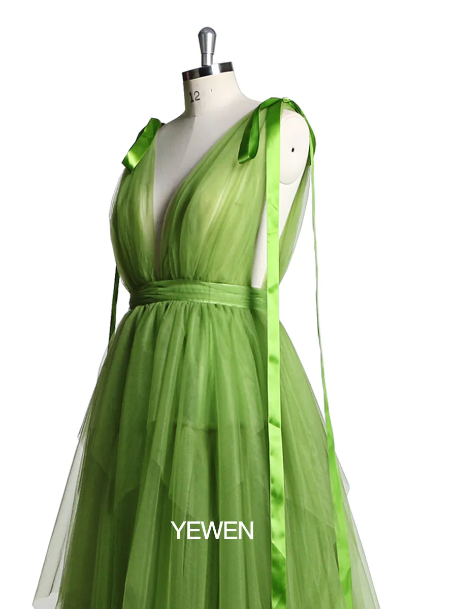 Elegant Plunging Neck Sexy Tulle Photo Shoot Dress