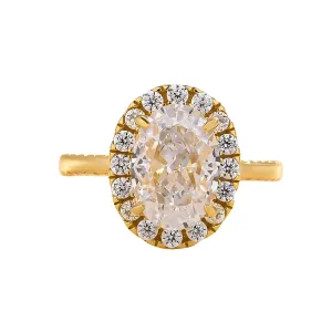 Elegant Yellow Gold Oval Cut Halo Engagement Ring