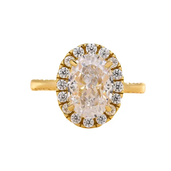 Elegant Yellow Gold Oval Cut Halo Engagement Ring