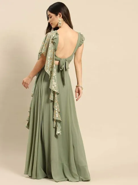 Flared skirt with crop top in Pista Green