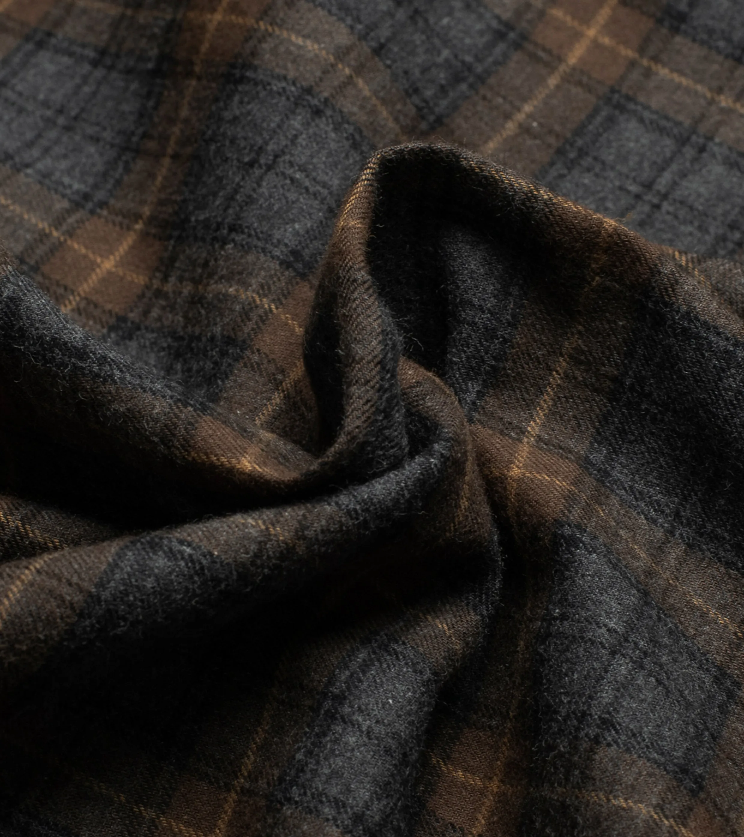 Frogged Button Shirt Plaid Brown/Grey