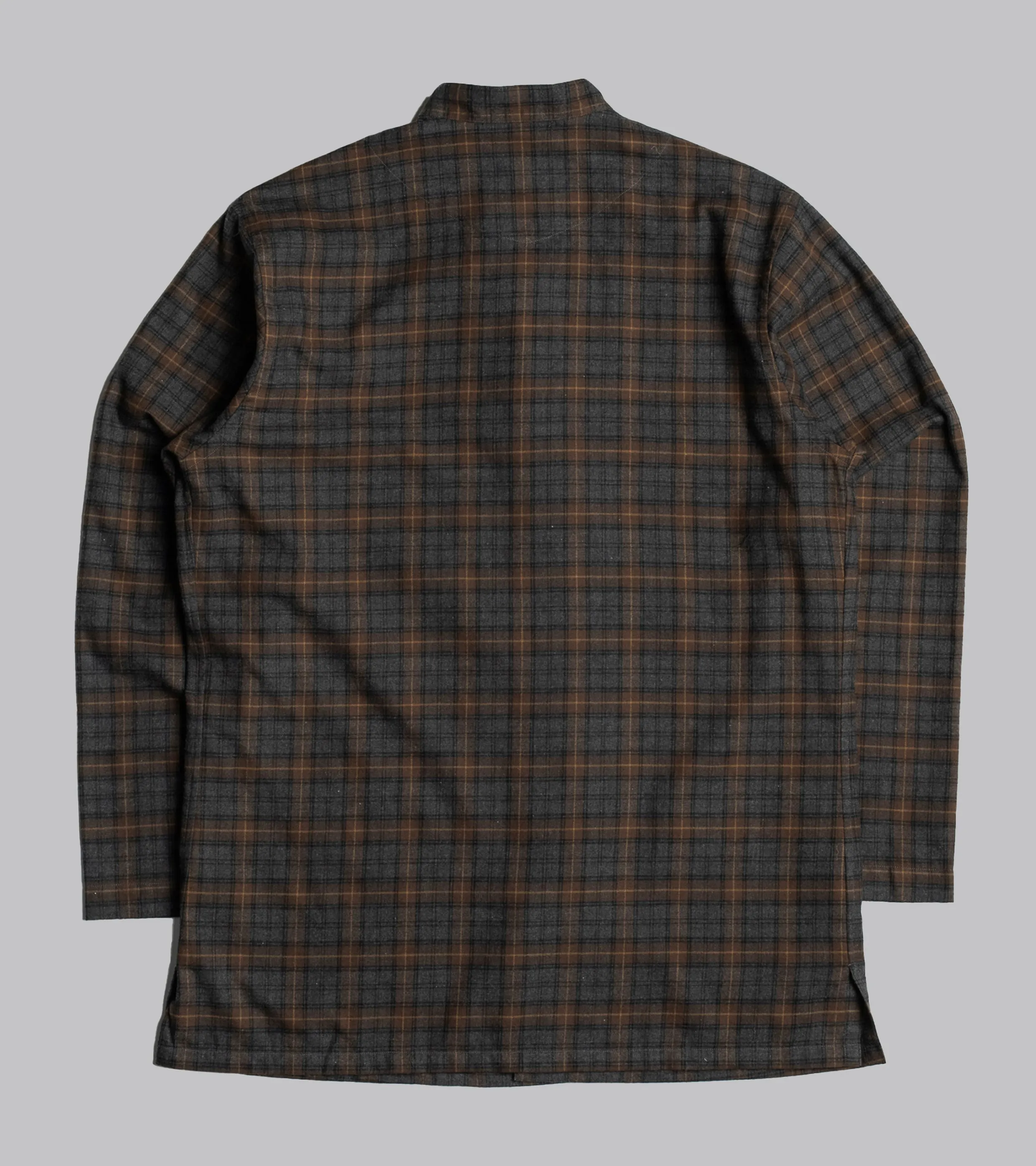Frogged Button Shirt Plaid Brown/Grey