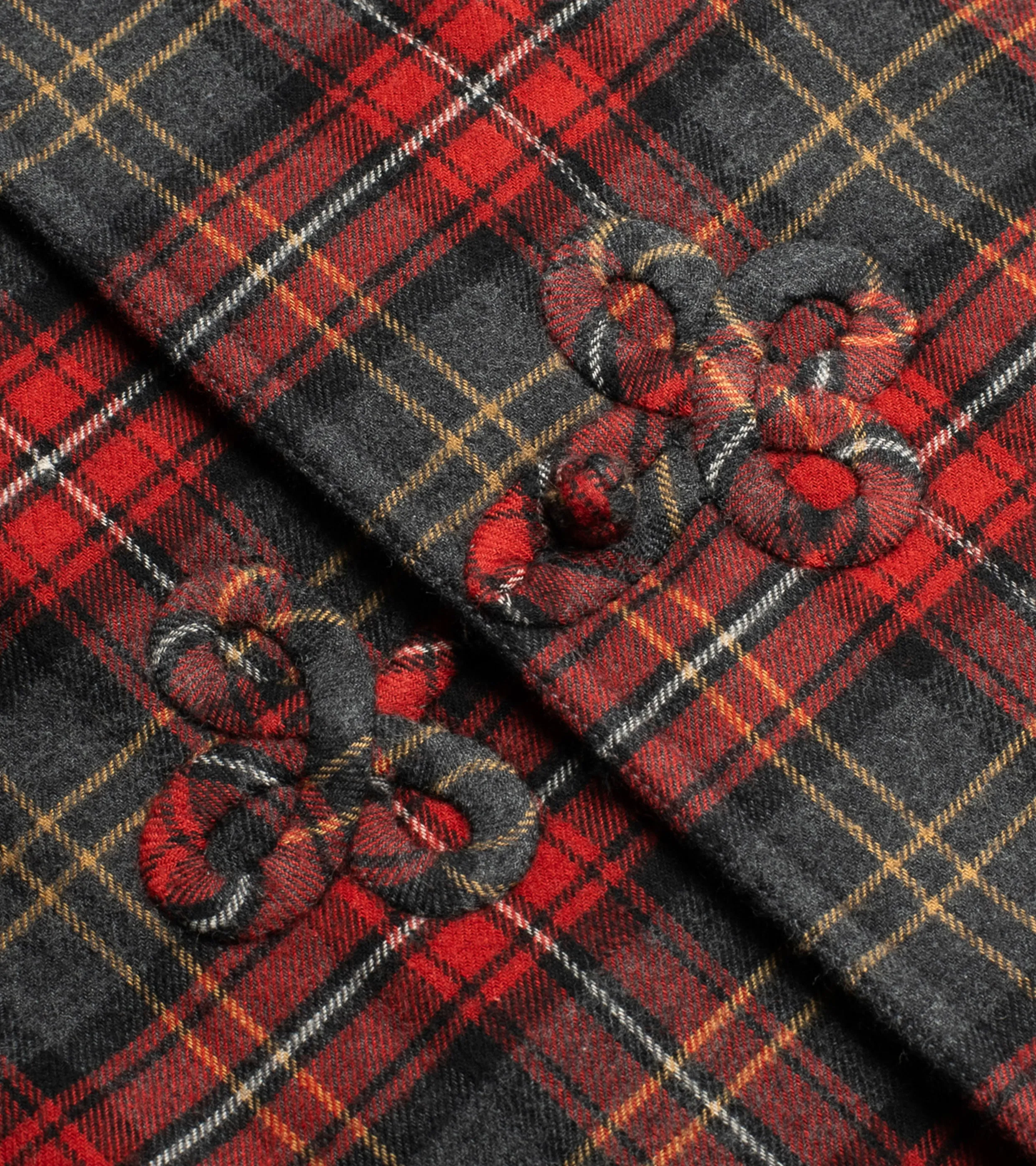 Frogged Button Shirt Plaid Red/Grey