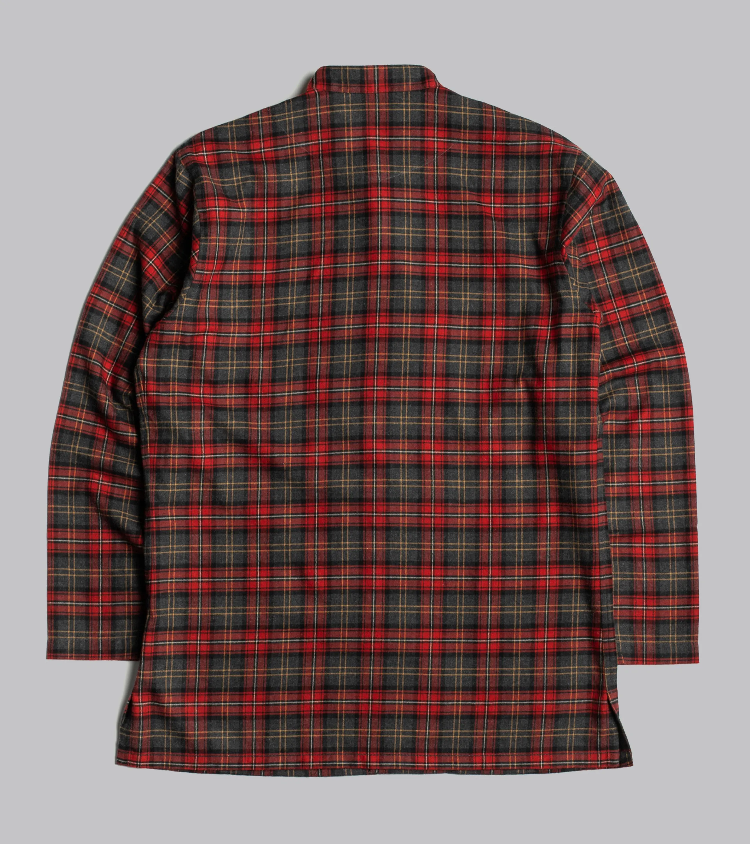 Frogged Button Shirt Plaid Red/Grey