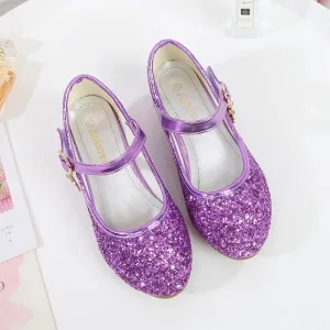 Girls High Heels For Kids Princess Leather Shoe Footwear Children's Party Wedding Shoes Round Toe