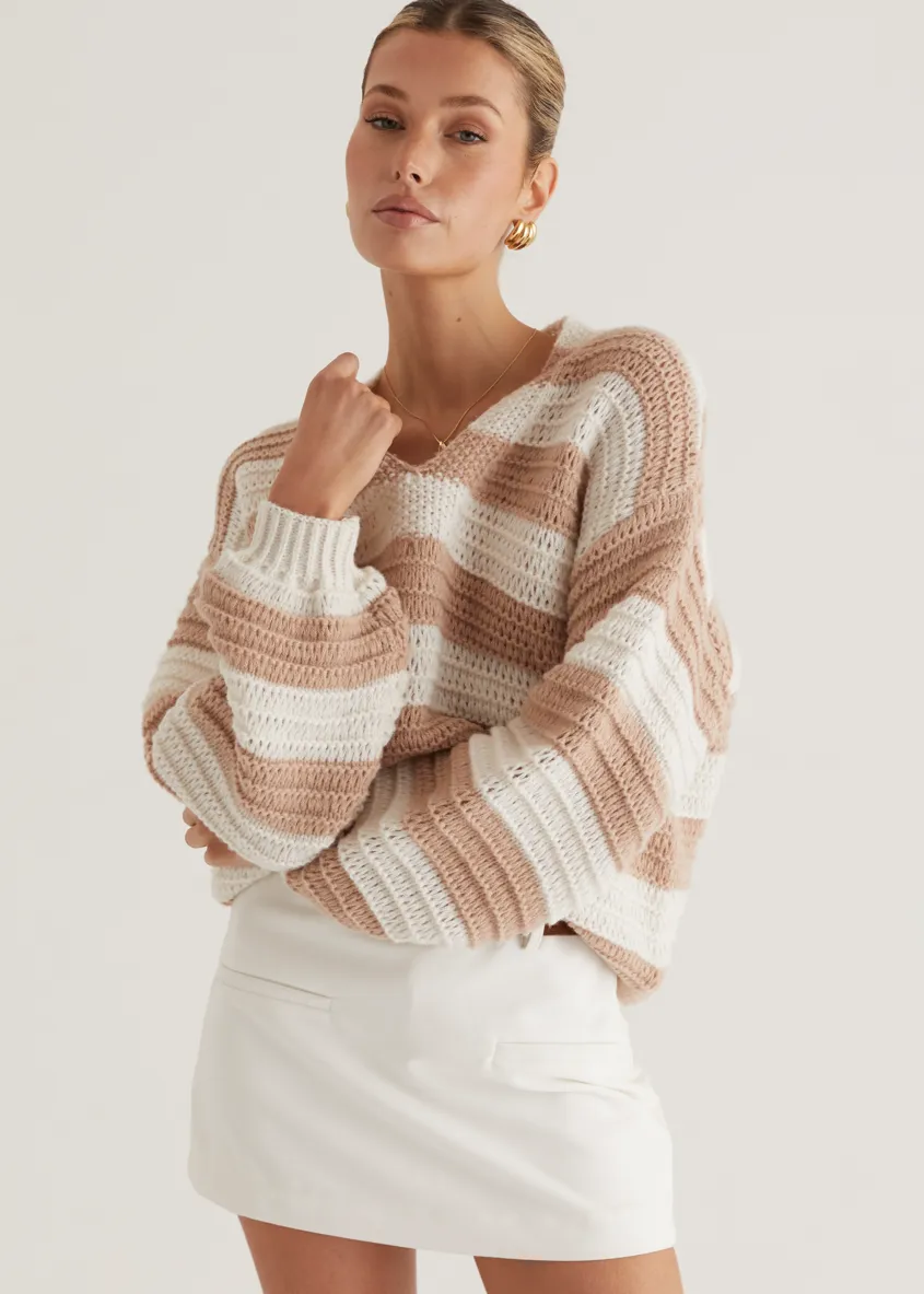 Hemsworth Sweater - Camel Stripe