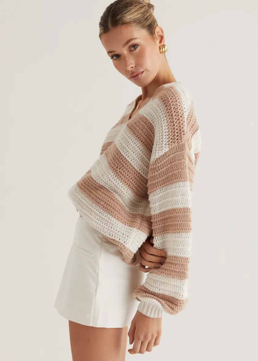 Hemsworth Sweater - Camel Stripe