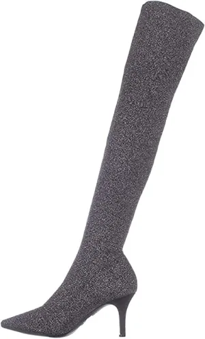 INC Briella Over-The-Knee Boots Black Knit