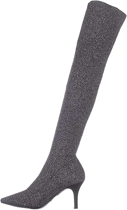 INC Briella Over-The-Knee Boots Black Knit