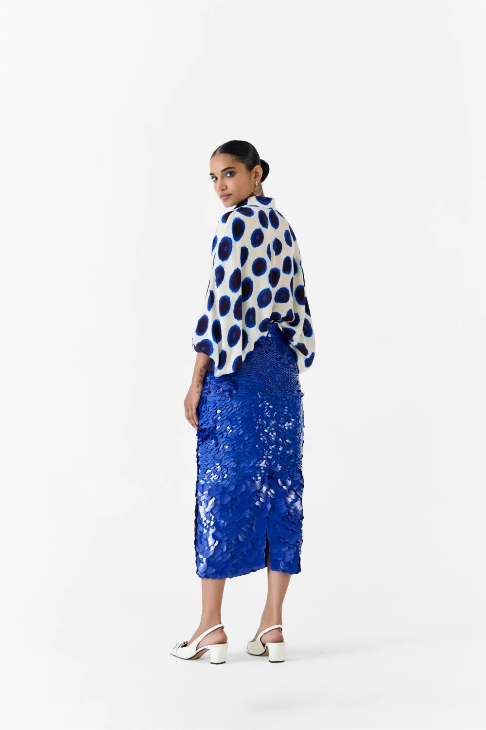 INDIGO SEQUIN SKIRT