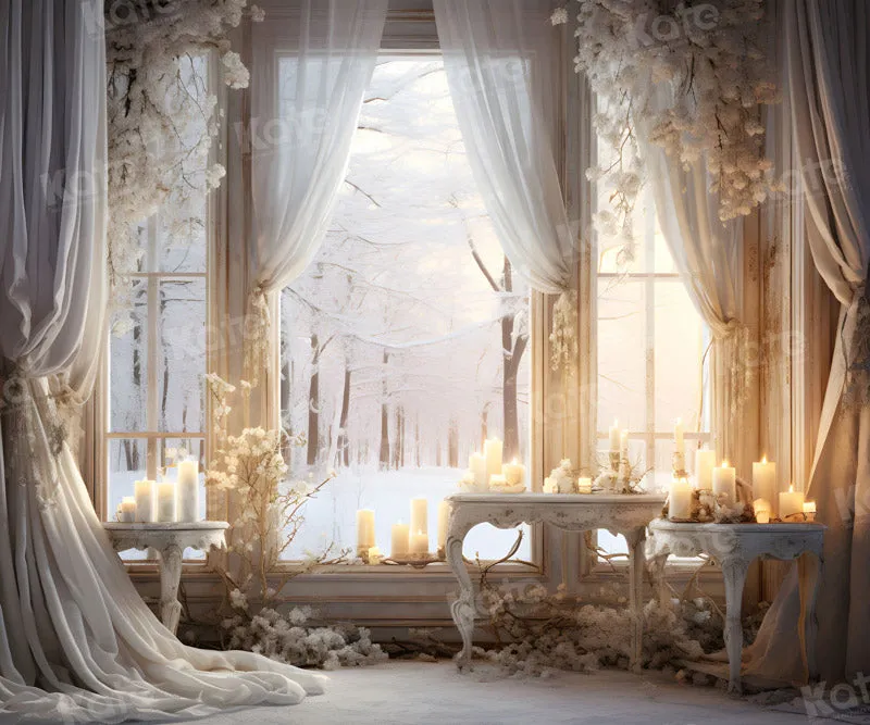 Kate Winter White Elegant Candle Backdrop for Photography