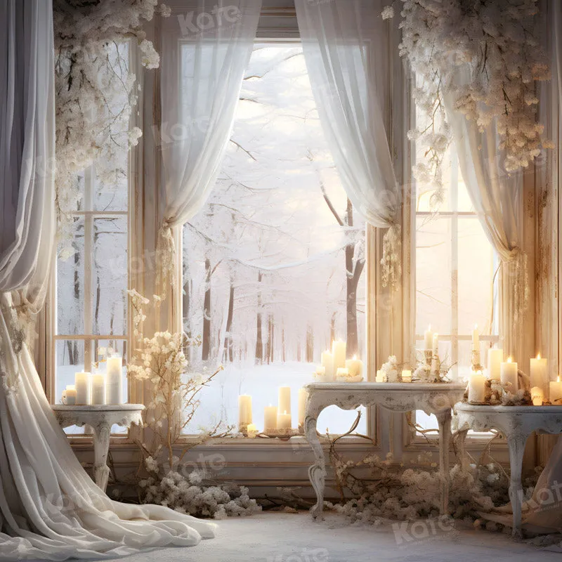 Kate Winter White Elegant Candle Backdrop for Photography