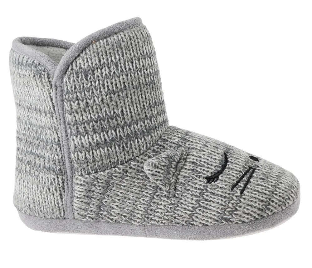 Ladies Knit Sleeping Mouse Slipper Boot
