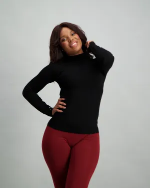Ladies Turtle Neck Pullover - Black