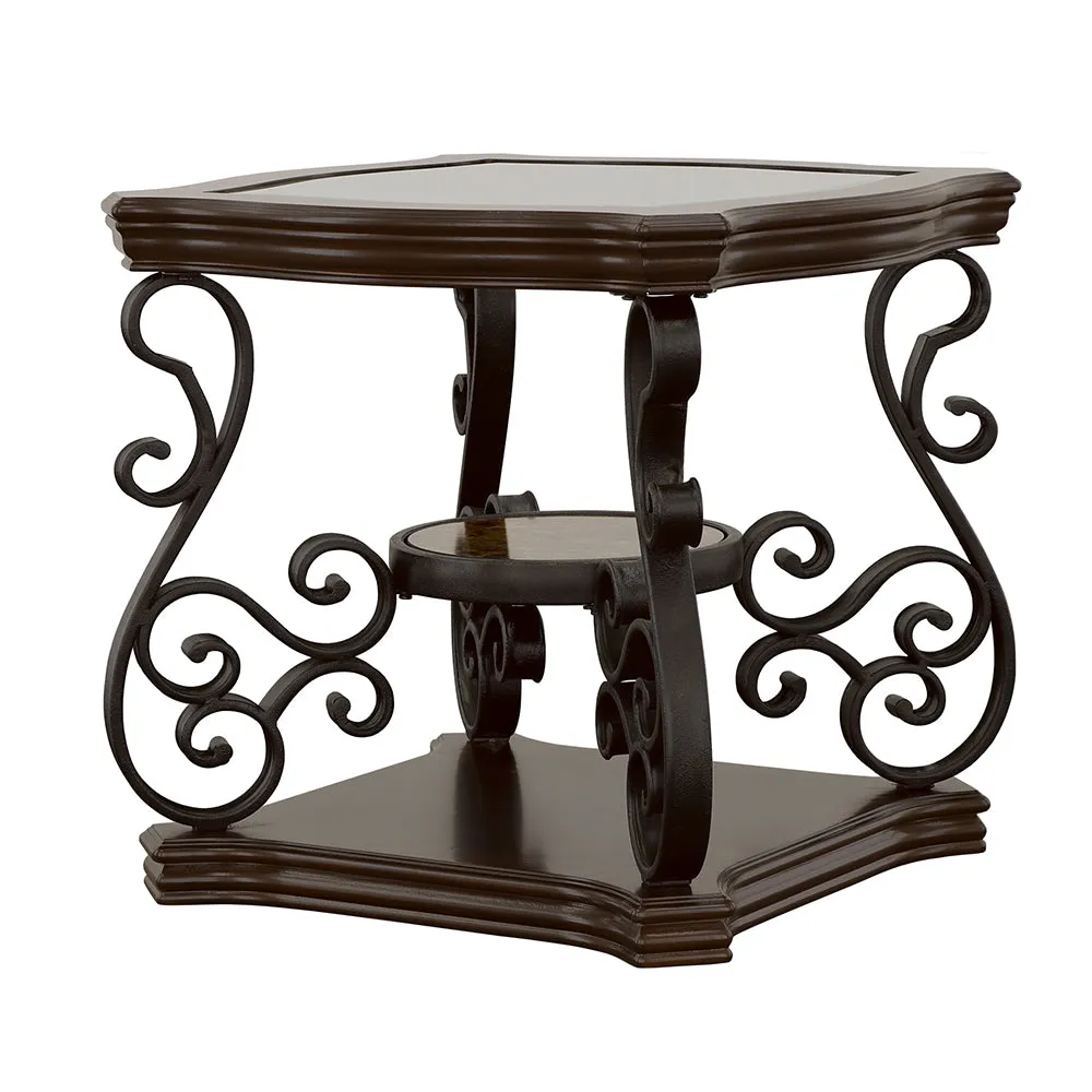 Laney 1-shelf Glass Top Rectangular End Table Deep Merlot
