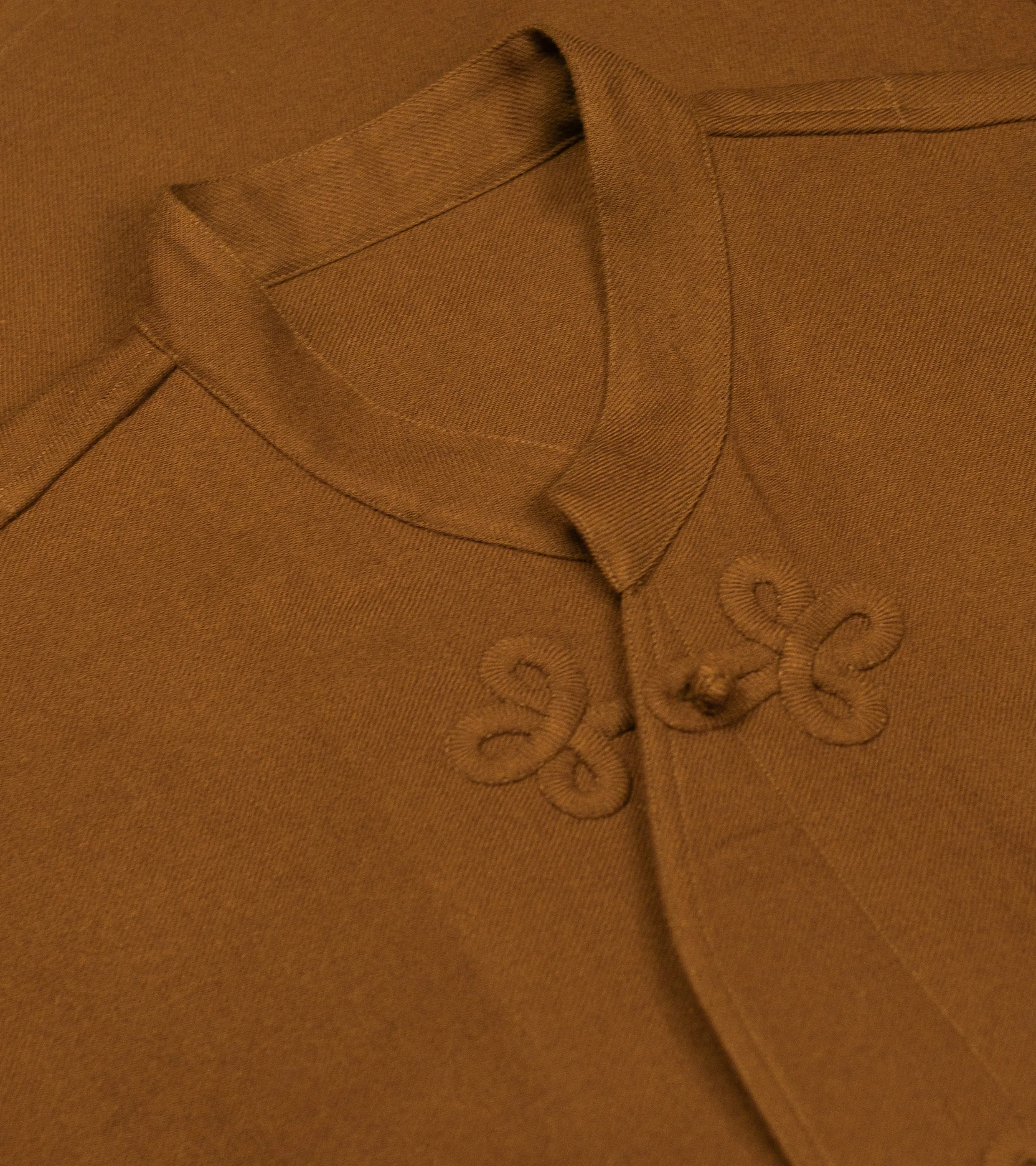 Made-to-Order Frogged Button Shirt Tobacco Viyella