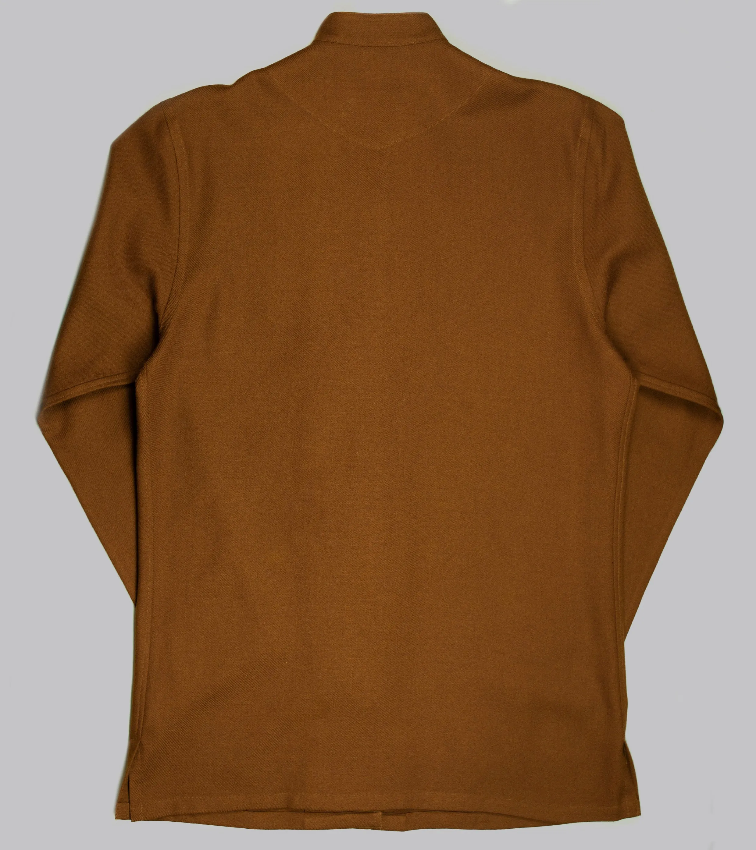 Made-to-Order Frogged Button Shirt Tobacco Viyella