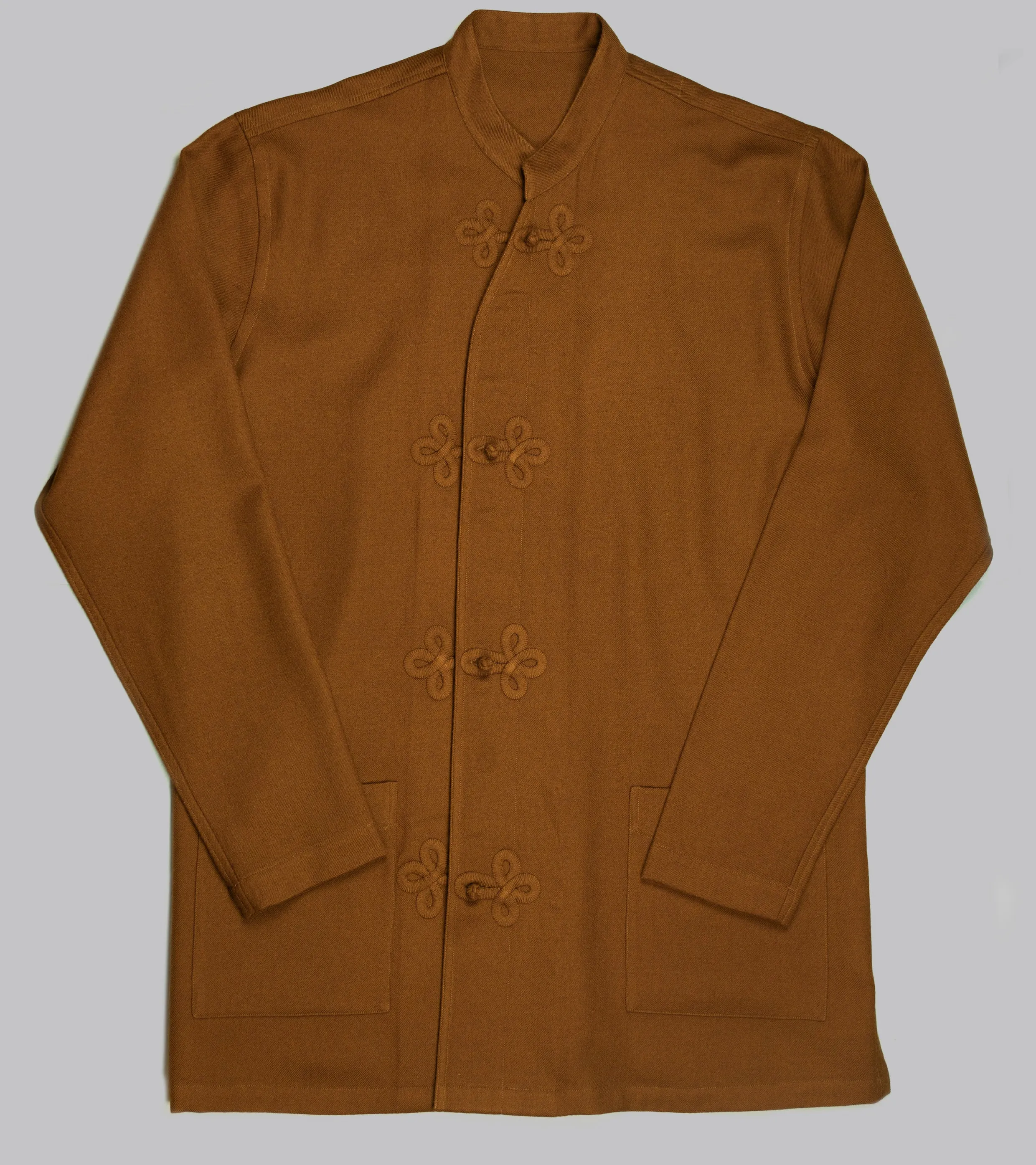 Made-to-Order Frogged Button Shirt Tobacco Viyella