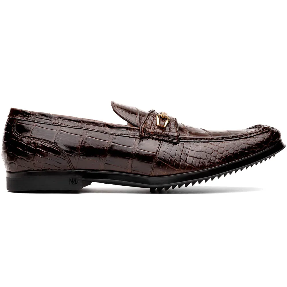 Marco Di Milano Hugo in Brown Alligator Bit Loafers