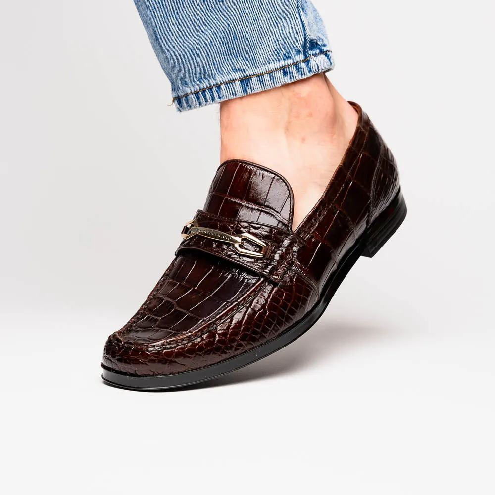 Marco Di Milano Hugo in Brown Alligator Bit Loafers