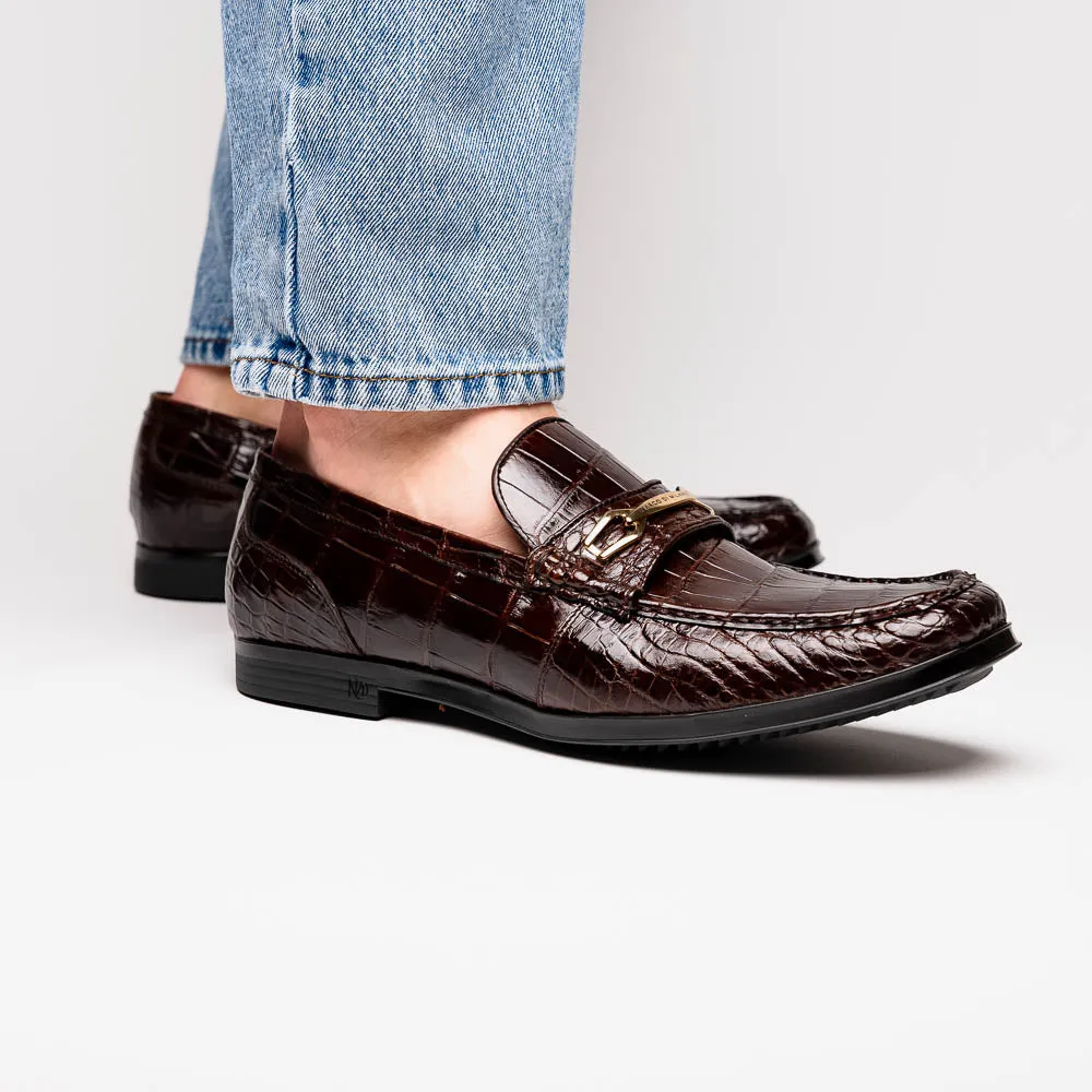 Marco Di Milano Hugo in Brown Alligator Bit Loafers