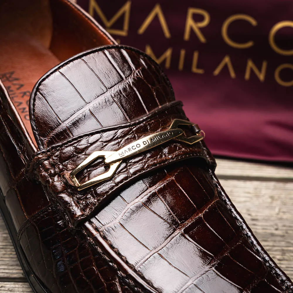 Marco Di Milano Hugo in Brown Alligator Bit Loafers
