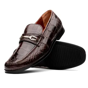 Marco Di Milano Hugo in Brown Alligator Bit Loafers