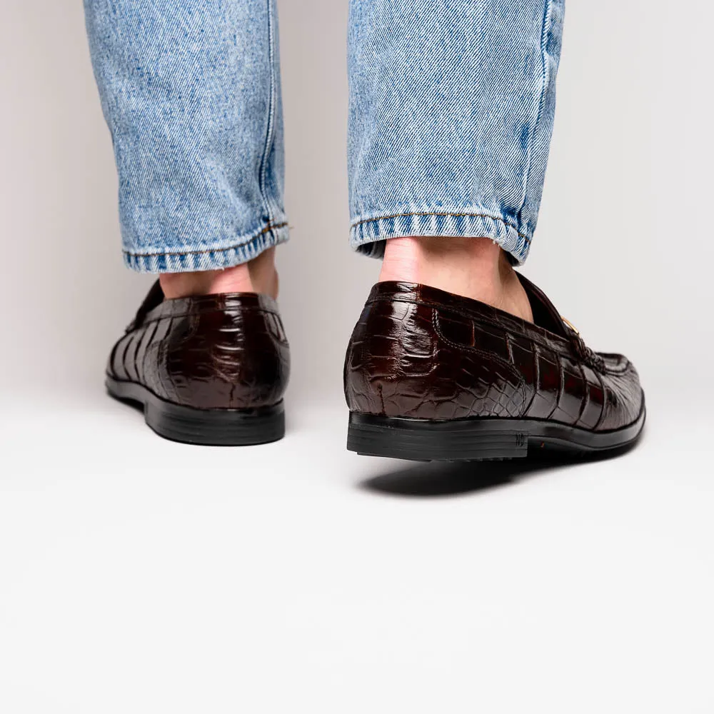 Marco Di Milano Hugo in Brown Alligator Bit Loafers