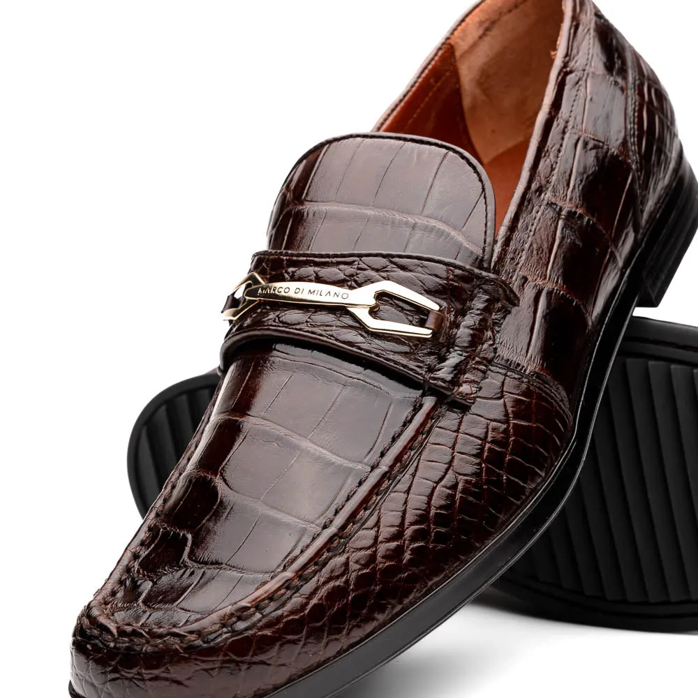 Marco Di Milano Hugo in Brown Alligator Bit Loafers