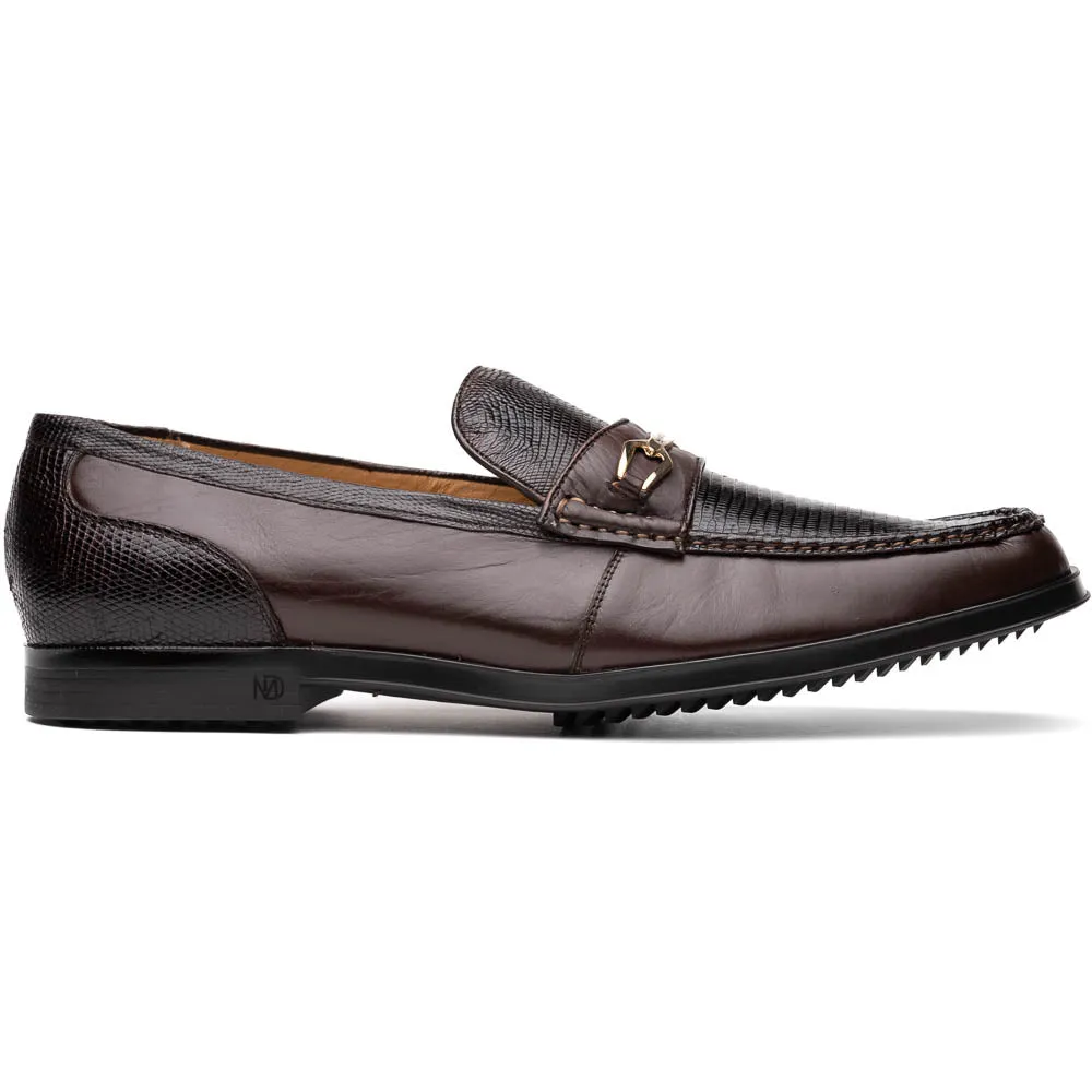 Marco Di Milano Hugo in Brown Lizard & Calfskin Bit Loafers
