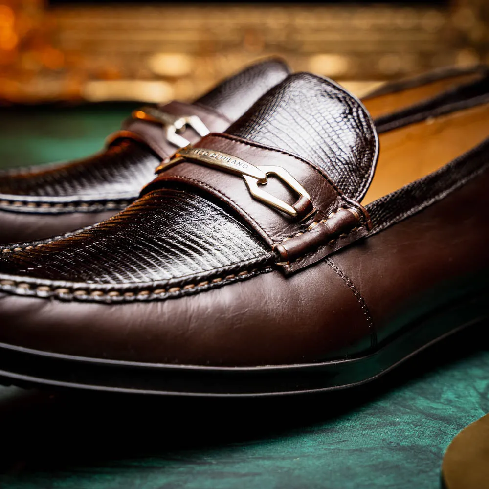 Marco Di Milano Hugo in Brown Lizard & Calfskin Bit Loafers