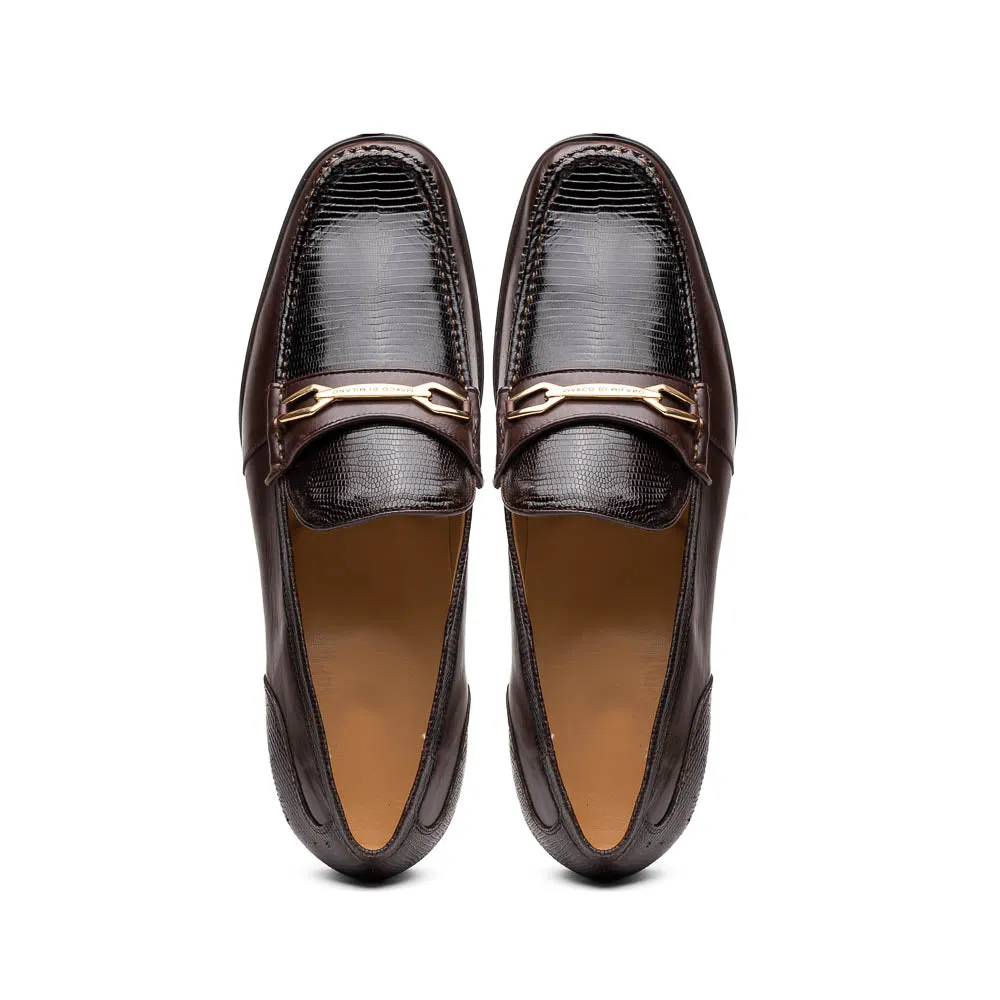 Marco Di Milano Hugo in Brown Lizard & Calfskin Bit Loafers