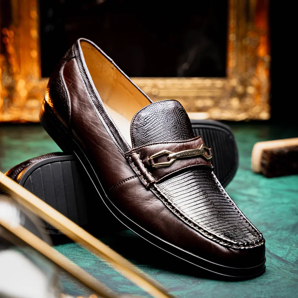 Marco Di Milano Hugo in Brown Lizard & Calfskin Bit Loafers