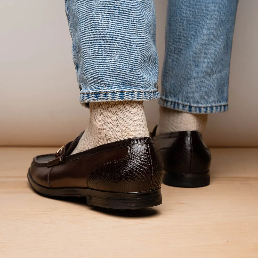 Marco Di Milano Hugo in Brown Lizard & Calfskin Bit Loafers