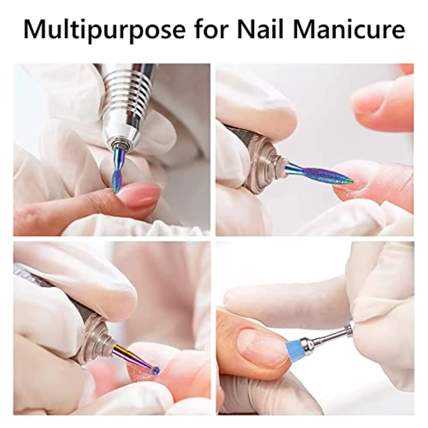 MelodySusie 10Pcs Diamond Nail Drill Bit Set, 3/32'' (2.35mm) Professional Cuticle Nail Drill Bits Kit for Acrylic Gel Nails, Efile Manicure Pedicure Shapen Remove Tools, Home Salon Use