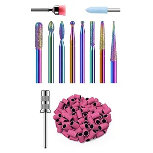 MelodySusie 10Pcs Diamond Nail Drill Bit Set, 3/32'' (2.35mm) Professional Cuticle Nail Drill Bits Kit for Acrylic Gel Nails, Efile Manicure Pedicure Shapen Remove Tools, Home Salon Use
