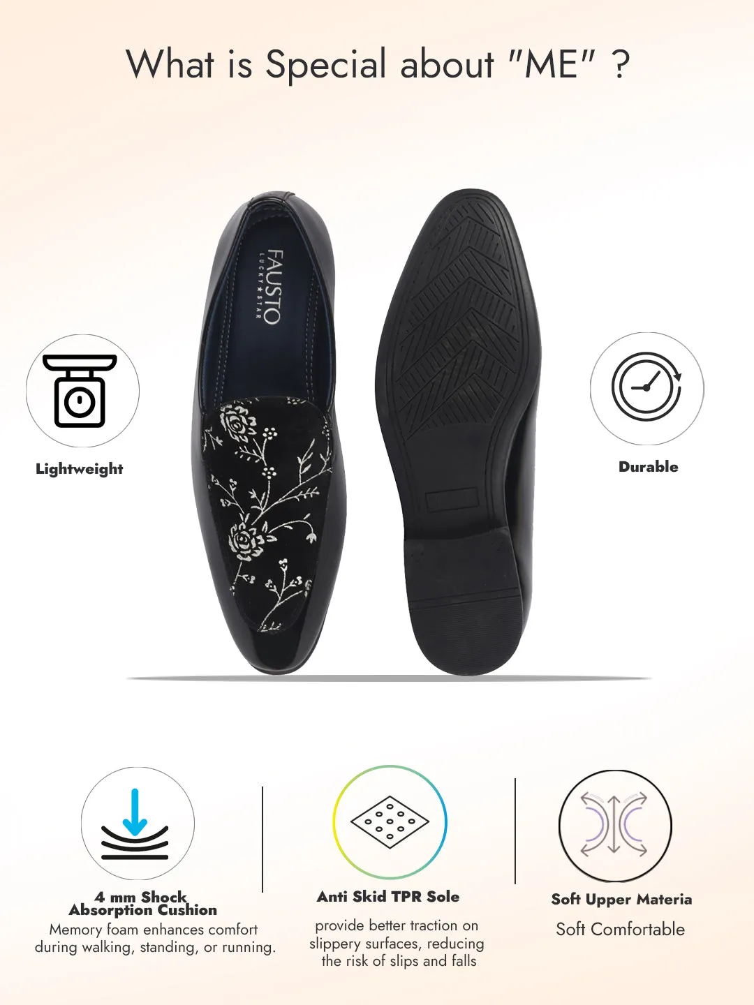 Men Black Velvet Patent Leather Floral Print Classic Party Slip On Shoes|Wedding Shoes|Lightweight Shoes
